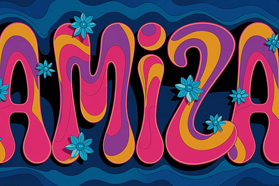 Amiza - Psychedelic Font branding design graphic design illustration vector