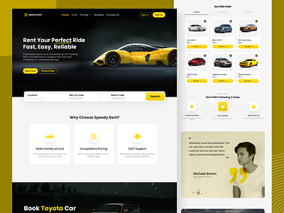 Speedy rent - Car Rental Landing Page car rent car rental landing page landing page ui uiux userexperience userinterface ux web design websitedesign