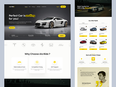 Alo Ride - Car Rental Landing Page car rent car rental landing page carrental dribbbleshots landing page ui uiux userexperience ux web design websitedesign