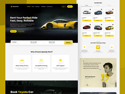 Speedy rent - Car Rental Landing Page car rent car rental landing page landing page ui uiux userexperience userinterface ux web design websitedesign