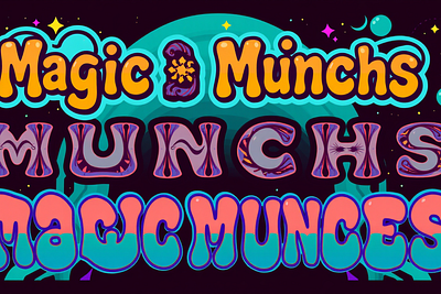 Magic Munchs Psychedelic Font branding design graphic design illustration vector