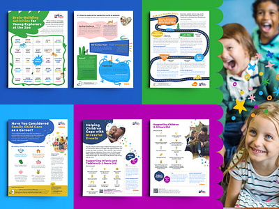 Childcare Provider Resources branding bright child children colorful education flier flyer resources white paper