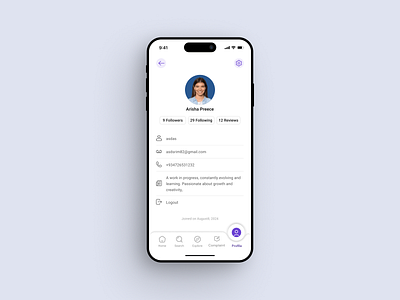 Profile Screen UI appdesign appdevelopment appui cleandesign designinspiration digitalproduct interfacedesign minimaldesign mobileappdesign mobileui profilepage profilescreen profileui uidesign uiinspiration uiux userexperience userinterface userprofile uxdesign