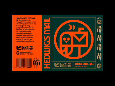 Glyph Beer 53 autumn beer beer label bird fall fantasy halloween harry potter hedwig icon india pale ale ipa logo mail nature owl packaging seal spooky symbol