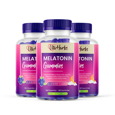 melatonin sleep gummies supplement label design supplement bottle mockup