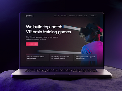 Virtuleap. Website Redesign Project ai ar design desktop gradient graphic design mobile purple redesign ui vr website