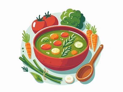 Bowl of vegetarian soup bowl diet dish food healthy illustration meal soup stew vector vegan vegetarian