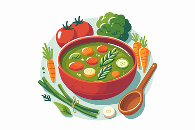 Bowl of vegetarian soup bowl diet dish food healthy illustration meal soup stew vector vegan vegetarian