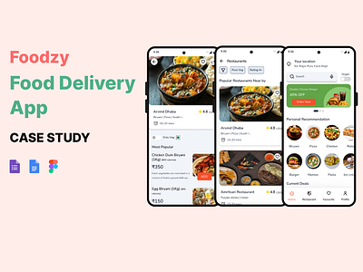 Foodzy - A Food Delivery App case study design figma food delivery mobile app ui uiux user experience user interface ux