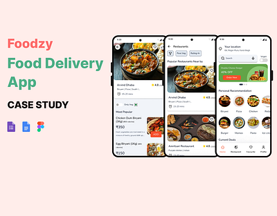 Foodzy - A Food Delivery App case study design figma food delivery mobile app ui uiux user experience user interface ux