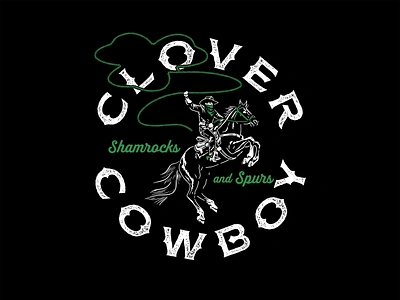 Shamrocks and Spurs bronco clover cowboy graphic design illustration lariat shamrock tee shirt western