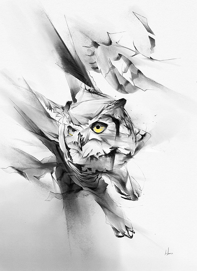 Wise Dodge adobe animal drawing geometrical ill illustration lineart owl photoshop