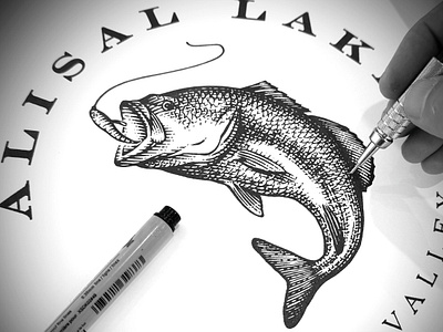 Alisal Lake Brandmark Illustrated by Steven Noble artwork branding brandmark design engraving etching illustration line art logo logo identity scratchboard steven noble woodcut