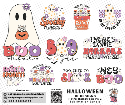 Retro Cute Halloween EPS & PNG Design autumn