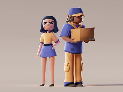 Maria and Matt 3d 3d character amazon box character design characters delivery