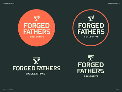 Forged Fathers Collective Logo Concepts anvil badge branding building circle dad father fitness forge hammer logo seal team type typography