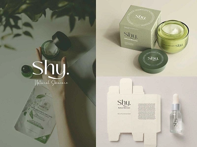 Shy. beauty brand beauty brand beauty industry bottle box brand identity branding clean cosmetic elegant logo logotype luxury natural packaging script shy. signature simple skincare typography