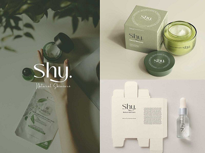 Shy. beauty brand beauty brand beauty industry bottle box brand identity branding clean cosmetic elegant logo logotype luxury natural packaging script shy. signature simple skincare typography