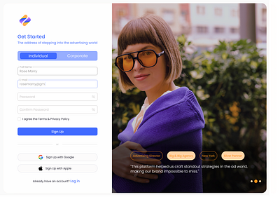 Sign Up Web Design create account design figma get started login modal onboarding product design sign in sign up signin signup ui website