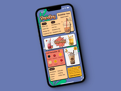 DailyUI 043 Bubble Tea Menu Items branding bubble tea chatgpt colorful dailyui design graphic design hire me illustration ios joyful logo looking for job mobile neo brutalism ui vector