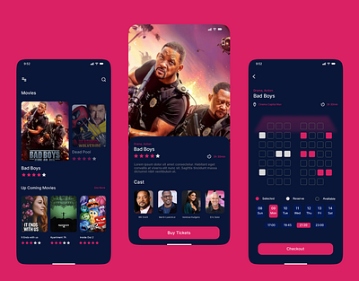 Movie Ticket Mobile App UI Design app design mobile app movie ticket app ui design user interface