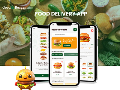 Food Delivery - Mobile App 3d animation branding fastfood food delivery graphic design logo motion graphics typography ui