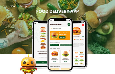 Food Delivery - Mobile App 3d animation branding fastfood food delivery graphic design logo motion graphics typography ui