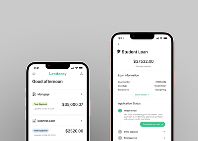 Student Loan Application Status loan app mobile app product design ui