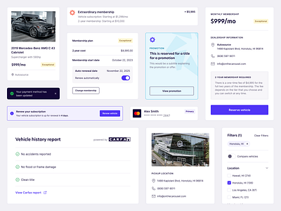 Vehicle Management Web App Components app cards components design interface ui ux web