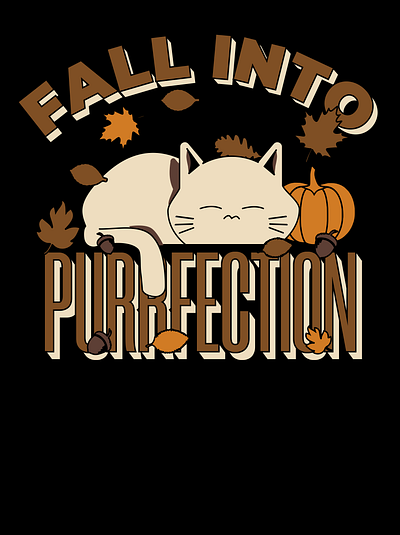 fall into purrfection cat cats design graphic design illustration vector