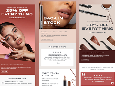 Morphe Email Campaign Series beauty design email email marketing fashion figma graphic design klaviyo newsletter ui