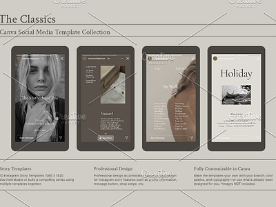 The Classics Canva Social Templates brand design canva template classic font editorial design instagram post instagram story instagram template modern design photographer template social media bundle wellness template