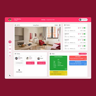 Home Monitoring Dashboard UI app design app ui dashboard dashboard design dashboard ui family home home monitoring monitoring app product design product designer productivity ui ui designer uiux uiux desgn user experience user interface ux web app