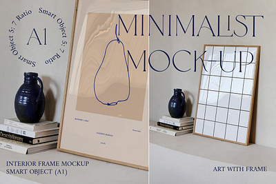 Art with Frame - Minimalistic Mockup art print mockup frame mockup bundle frame wall mockup framed art mockup framed print mockup interior mockup interior room mockup minimalist mockup mockup mockup bundle mockup frame mockup poster poster template