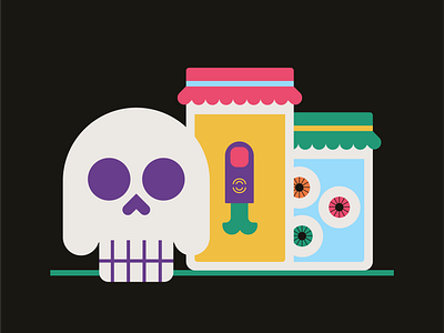 Spooky Ingredients digital illustration eyes finger geometric graphic design halloween illustration jars mason jar shapes skull spooky vector vector illustration