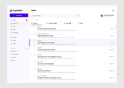 Mail Dashboard clean mail minimal ui ux