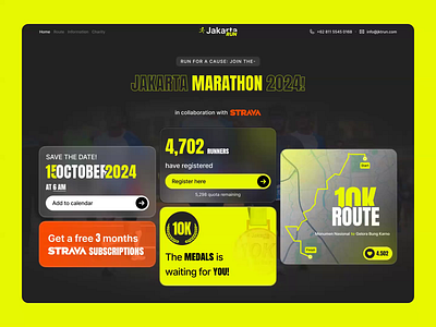 JakartaRun - Marathon Event Website Animation animation blur effect card animation card design event glassmorphism graphic design map navigation marathon medals motion graphics route run app running running event sports ui website widget widget animation