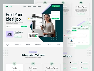 JobFine - Job Marketplace Website agency branding business freelancer graphic design job job seeker landing page marketing marketplace saas ui uiux web design website work