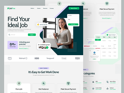 JobFine - Job Marketplace Website agency branding business freelancer graphic design job job seeker landing page marketing marketplace saas ui uiux web design website work