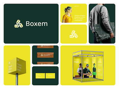 Boxem Direction 5 abstract amazon branding branding and identity clean design dribbble drop shipping event exhibition graphic design green identity logo logo design logo mark minimal modern simple yellow