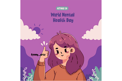 Illustration for World Mental Health Day anxiety awareness campaign care day depression education educational emotional event health mental mind minfulness positive psychological selfcare selflove support wellness