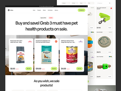 Vetsc - Pet Care Website [Product Page] animal toys clean design discount filter modern pet pet care pet clinic pet product product product list product page royal canin search uidesign vet web design website design wet food