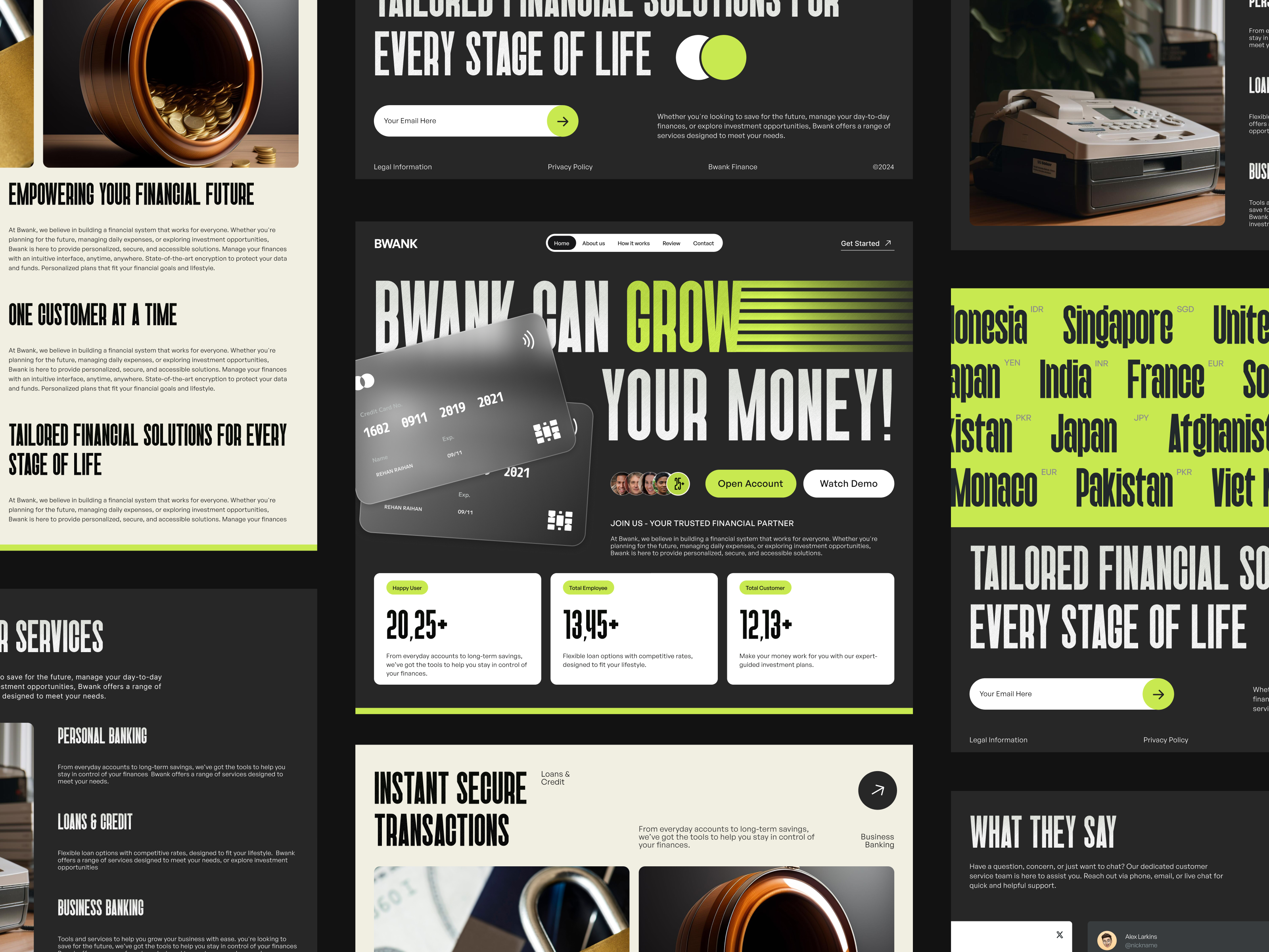 BWANK - Finance Landing Page account bank bank card credit card debit finance finance website financial fintech grow landing page money rich saving ui uiux ux wealth wealthness website