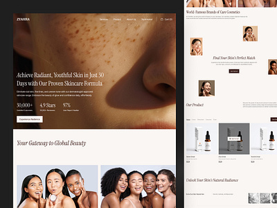 ZYAHRA - Skincare Ecommerce Landing Page beauty buy care check out cosmetic e commerce ecommerce hero landing landing page section sell serum skin skincare store testimonial web design women