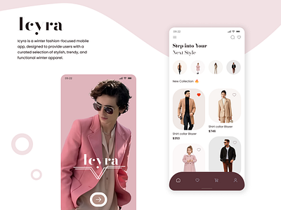 Icyra - Fashion E-commerce Mobile App app clothing e commerce fashion mobile app mobile retailer mobile ui outfit product shopify shoping app store ui winter fashion