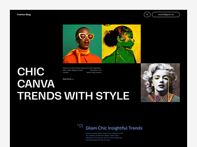 Fashion Blog Header - (Dark Mode) blog dark design fashion header home inspiration landing minimal modern page portfolio product ratul ui services subscription ui ux web website