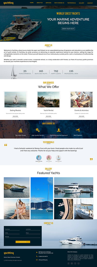 Yacht Rental Website design figma ui ui design uiux ux design web design website