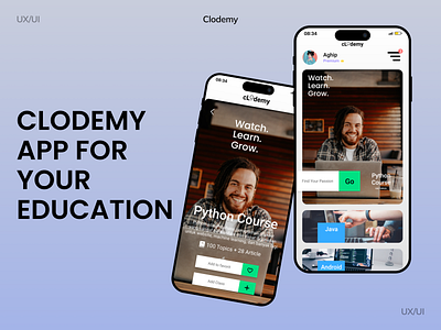 UI Design for Educational App Clodemy design education educational app mobile mobile app mobile design ui ui design uiux ux ux design