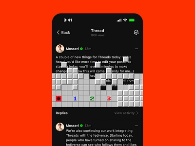 One click to much game gamification instagram meta minesweeper mobile mobile app social media threads twitter ui ux uxui