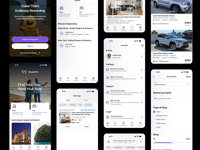 VoyageVite App Design (UI/UX) app design car rental mobile app property rental rental app ui ui design ux design